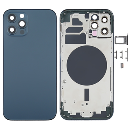 Back Housing Cover with SIM Card Tray & Side Keys & Camera Lens for iPhone 12 Pro-Blue